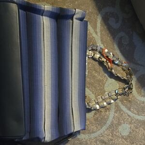 Salvatore Ferragamo Striped Blue Shoulder Bag